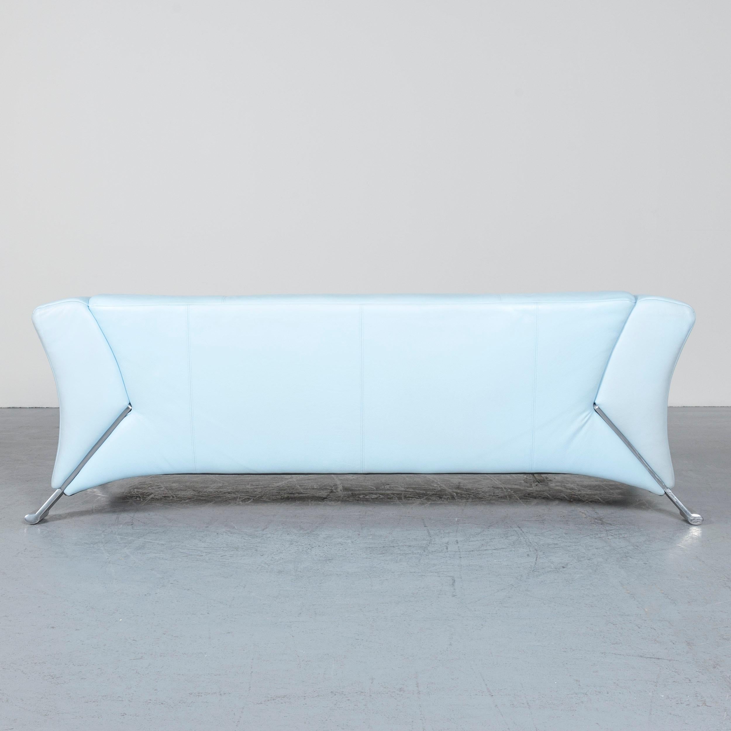 Rolf Benz 322 Designer Sofa Blue Two-Seat Leather Couch 2