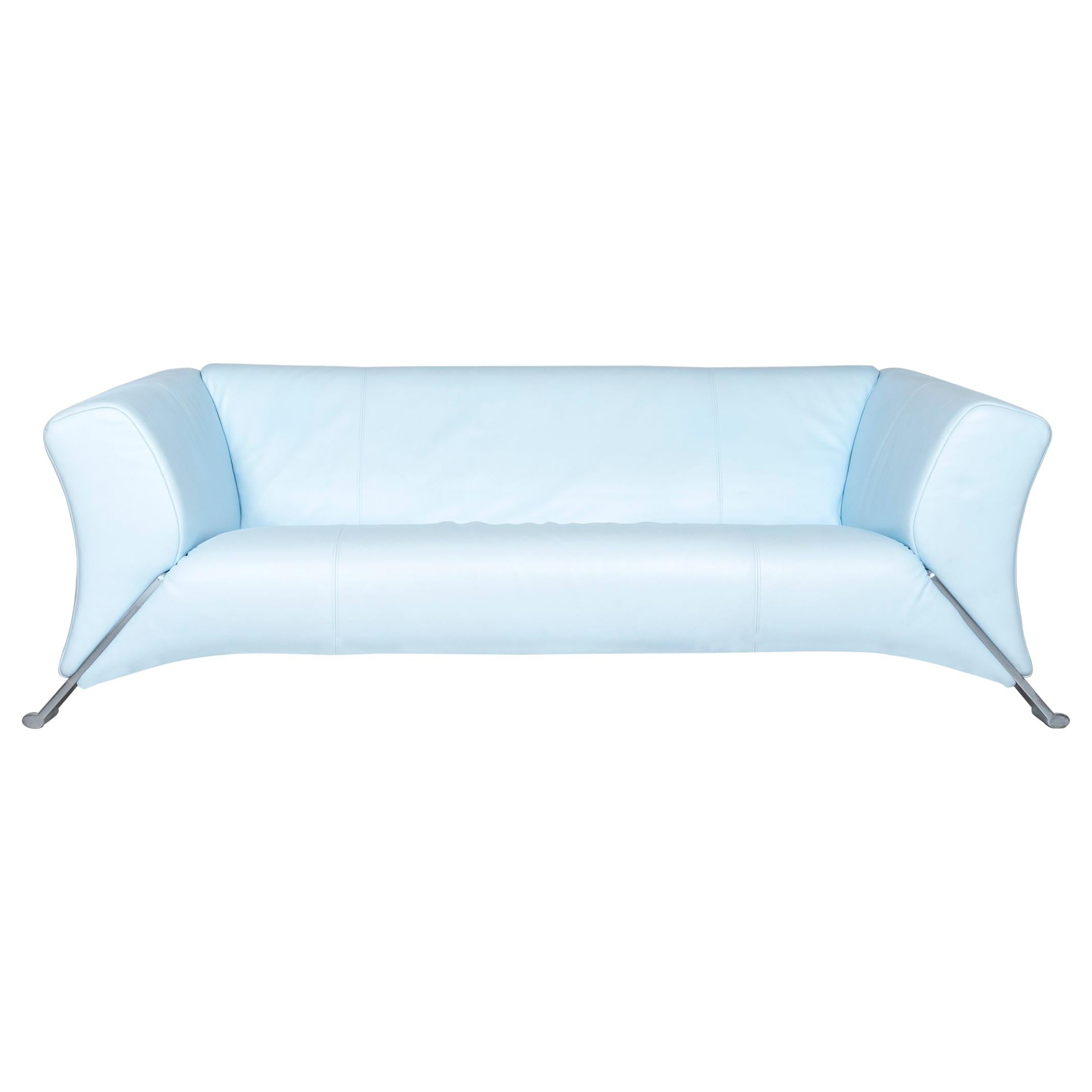 Rolf Benz 322 Designer Sofa Blue Two-Seat Leather Couch