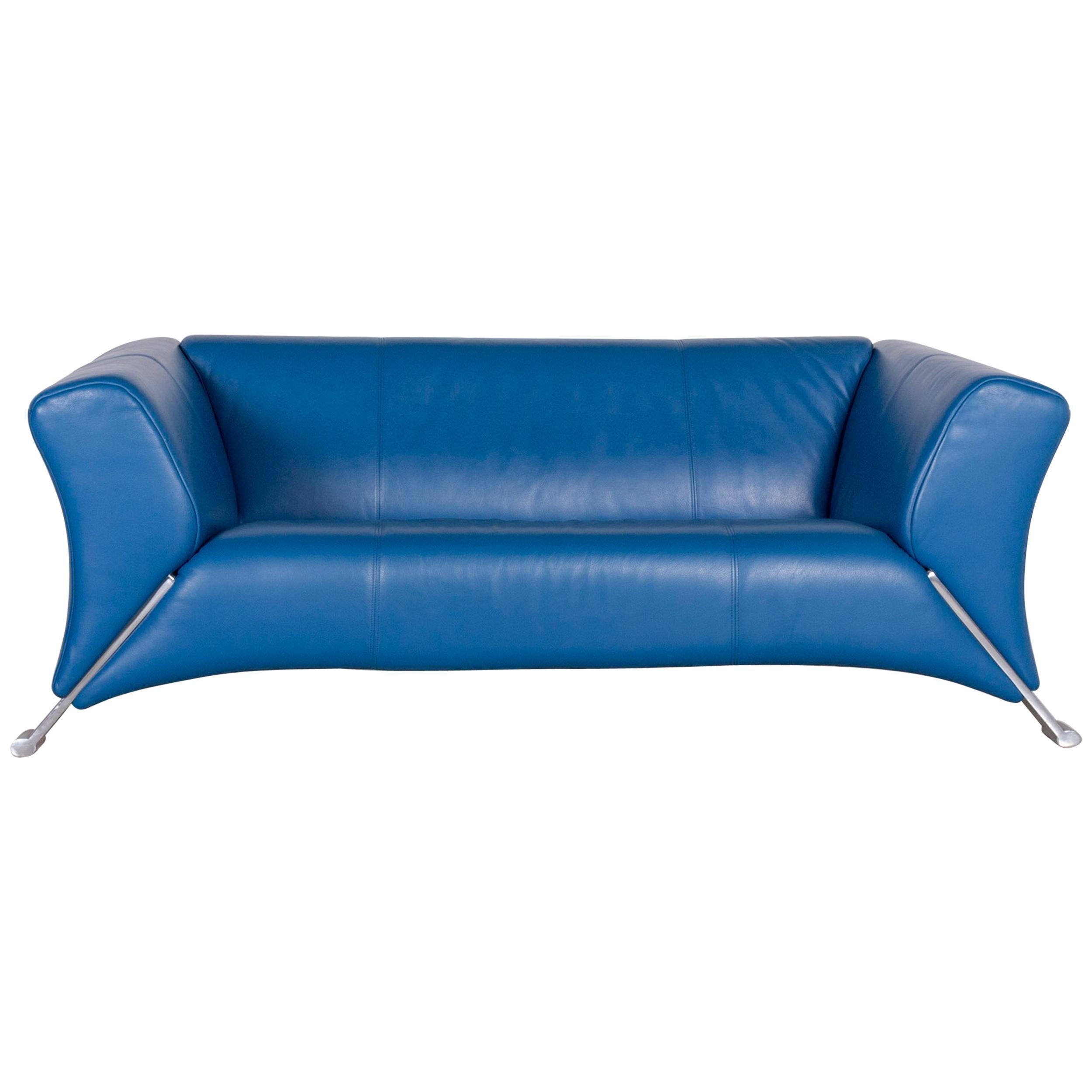 Rolf Benz 322 Designer Sofa Blue TwoSeat Leather Couch For Sale at 1stDibs