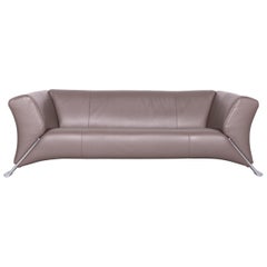 Rolf Benz 322 Designer Sofa Brown Three-Seat Leather Couch