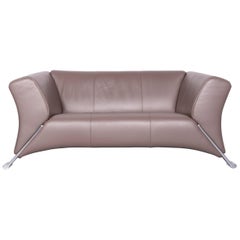 Rolf Benz 322 Designer Sofa Brown Two-Seat Leather Couch