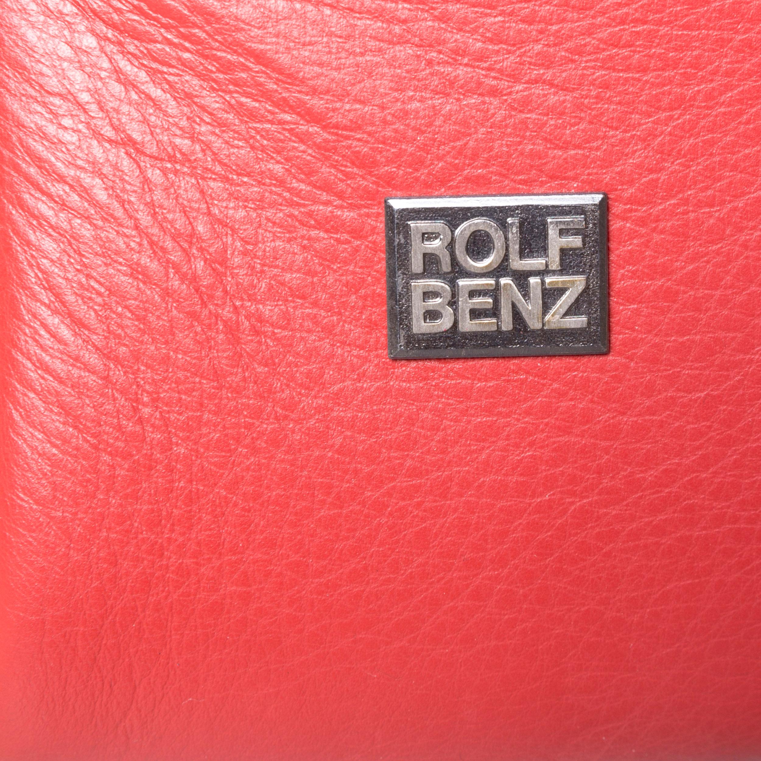 Rolf Benz 322 Designer Sofa Rot Dreisitzige Ledercouch im Zustand „Gut“ in Cologne, DE