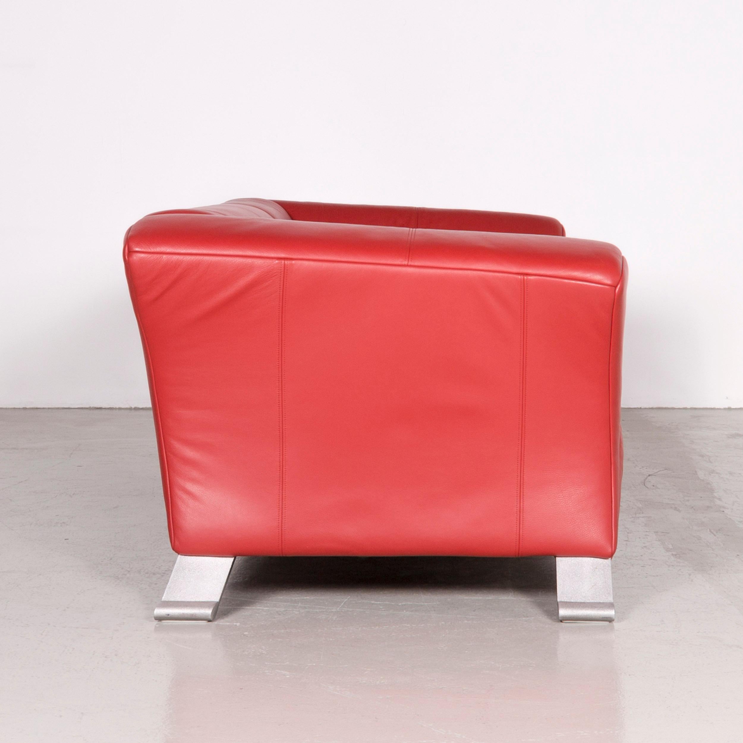 Rolf Benz 322 Designer Sofa Rot Dreisitzige Ledercouch (21. Jahrhundert und zeitgenössisch)