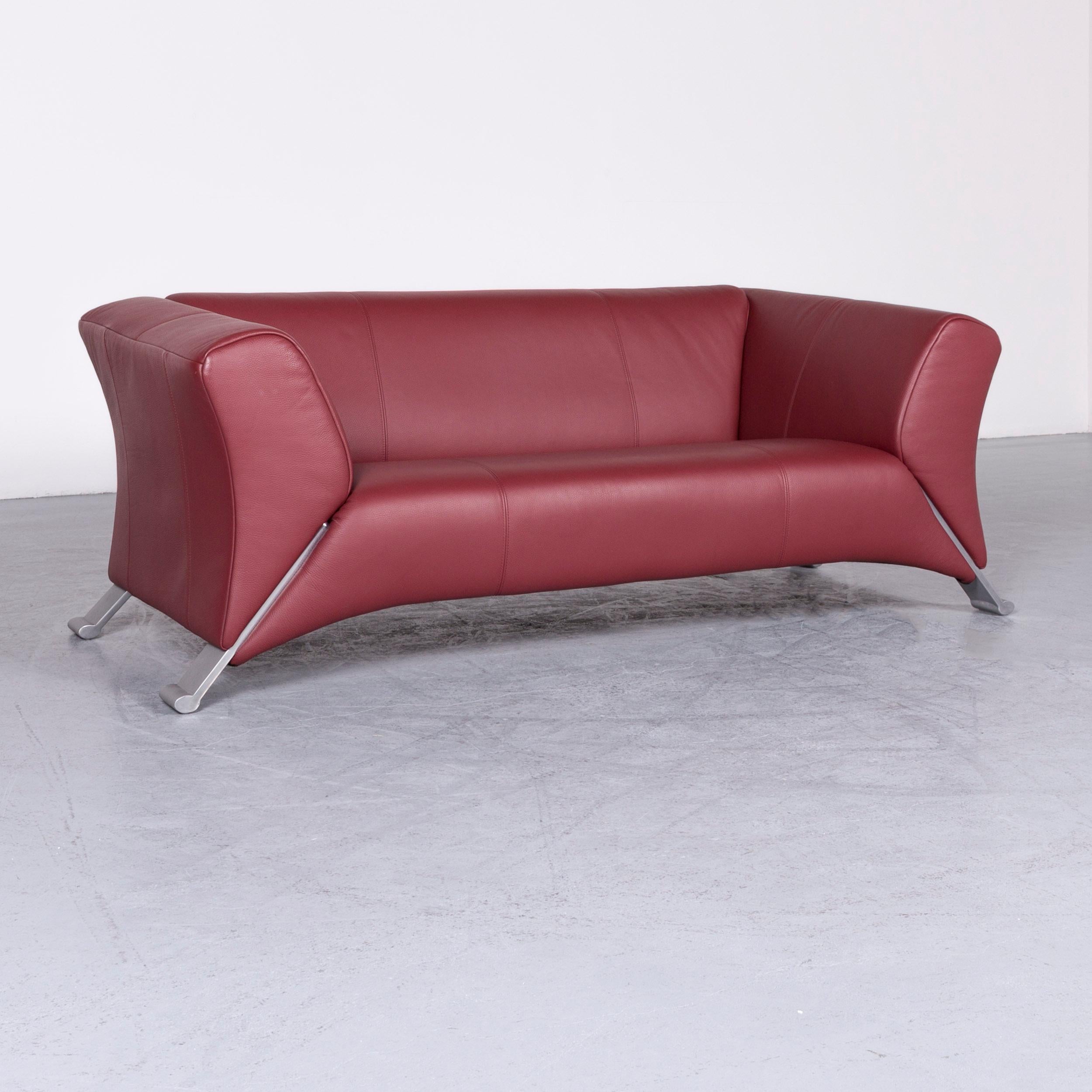 Modern Rolf Benz 322 Designer Sofa Red Two-Seat Leather Couch