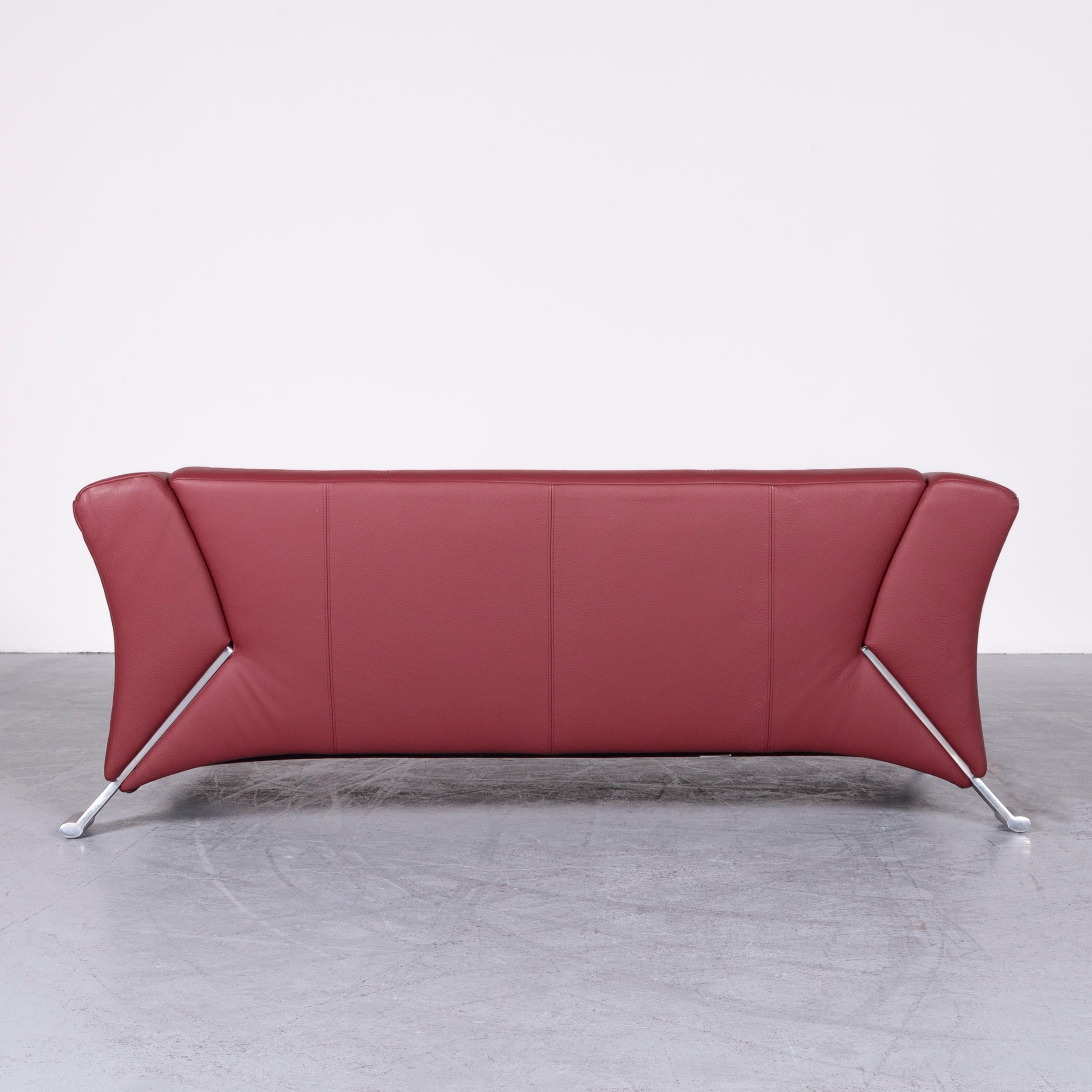 Rolf Benz 322 Designer Sofa Red Two-Seat Leather Couch 1