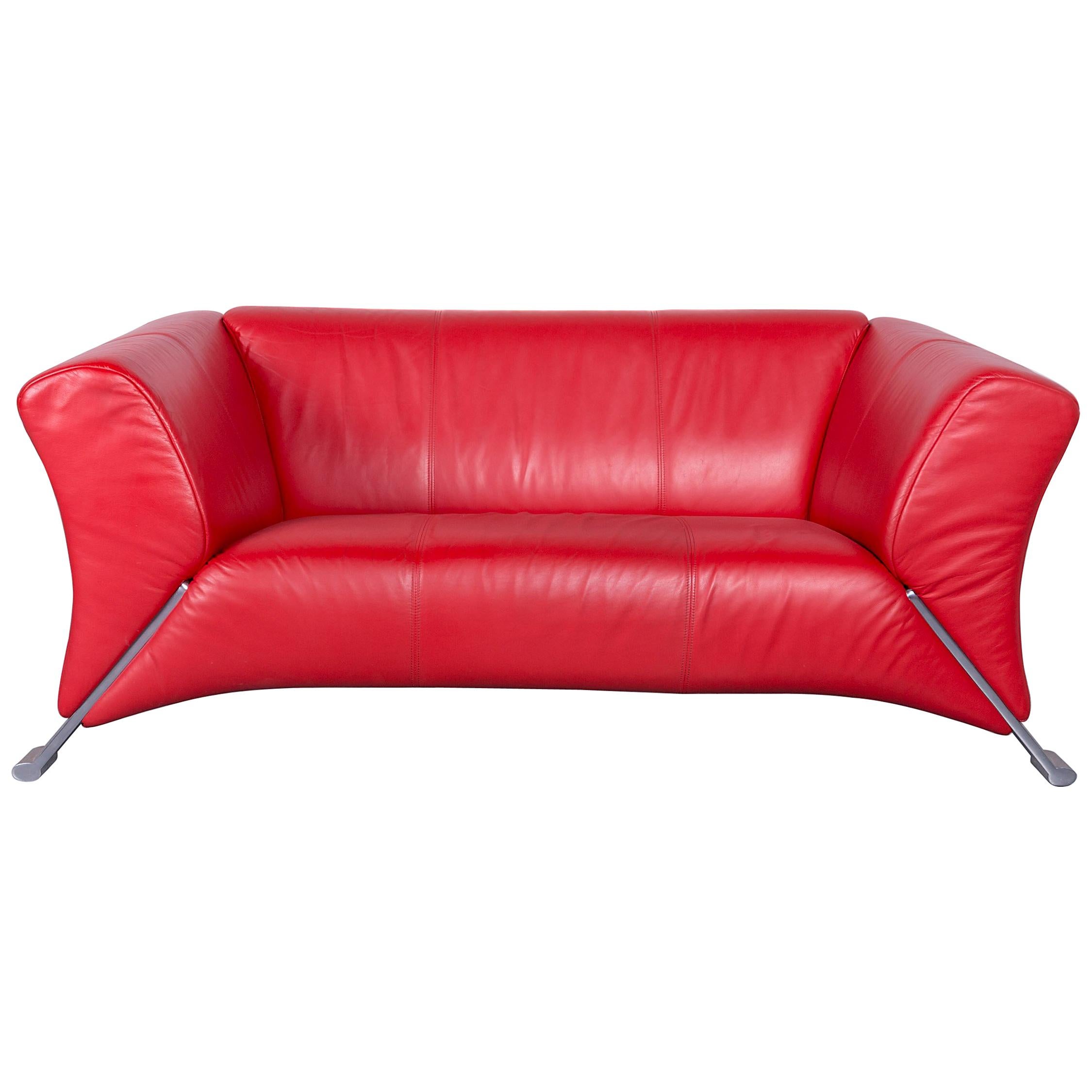 Rolf Benz 322 Designer Sofa Red TwoSeat Leather Couch at 1stDibs