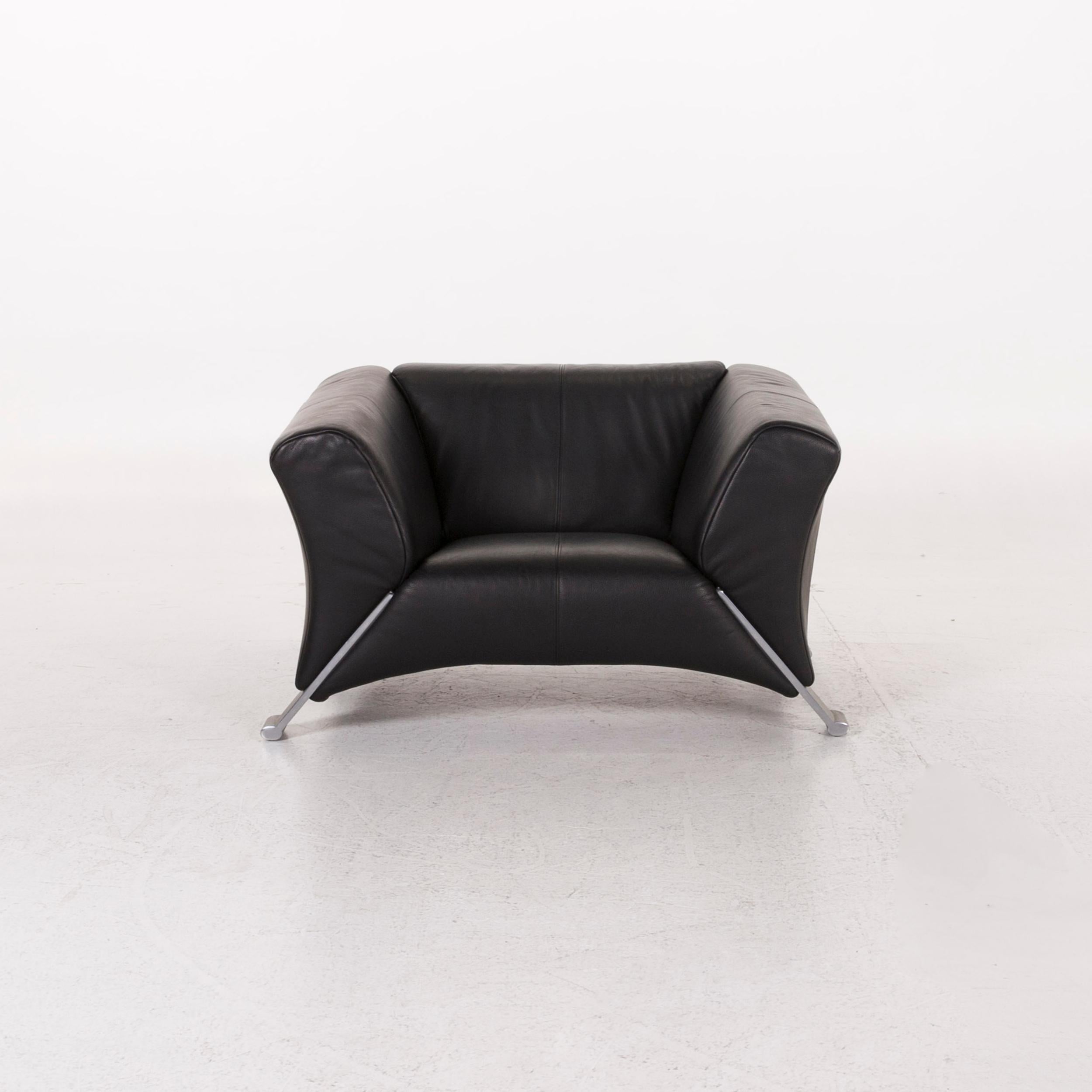 Contemporary Rolf Benz 322 Leather Armchair Black