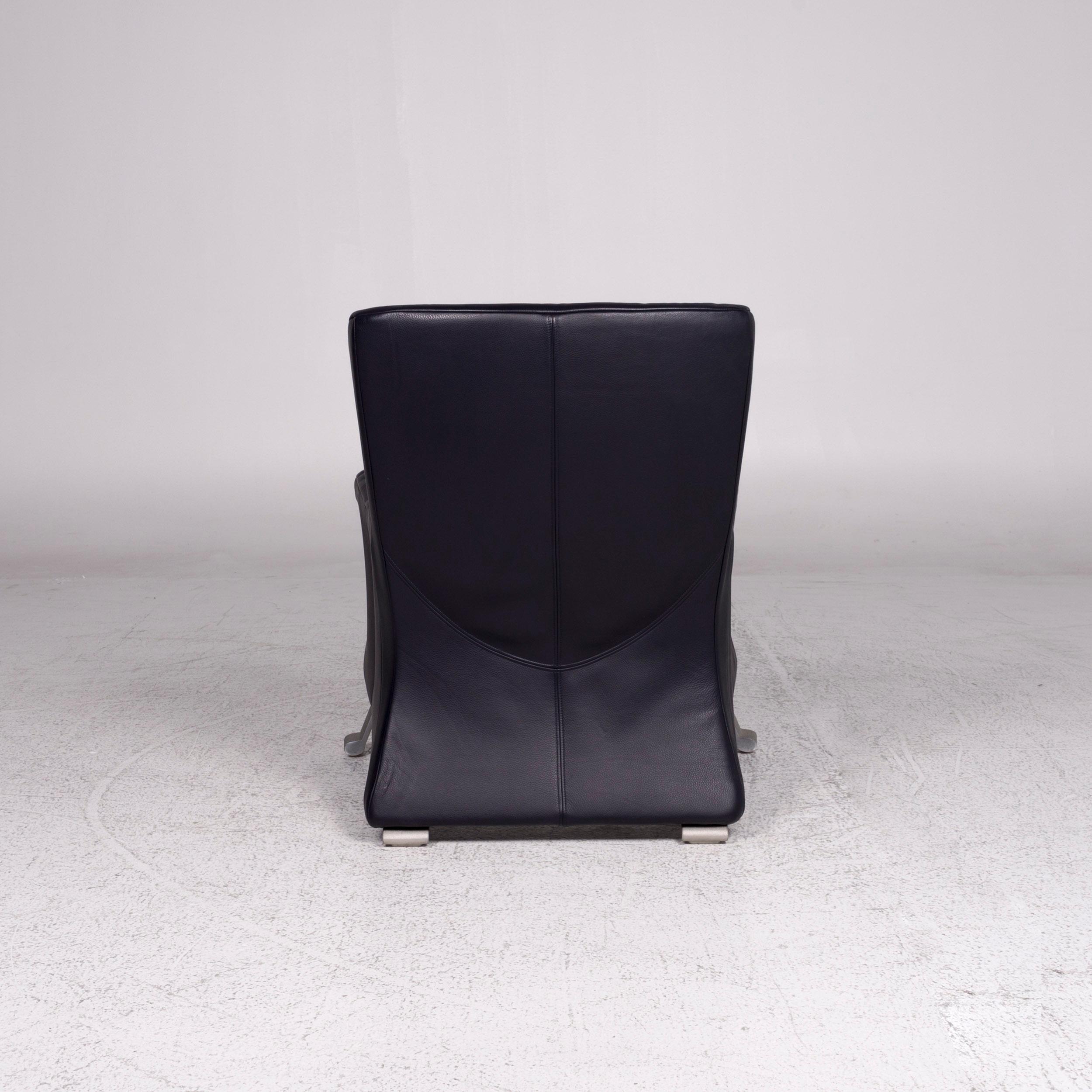 Rolf Benz 322 Leather Armchair Incl. Stool Dark Blue For Sale 3