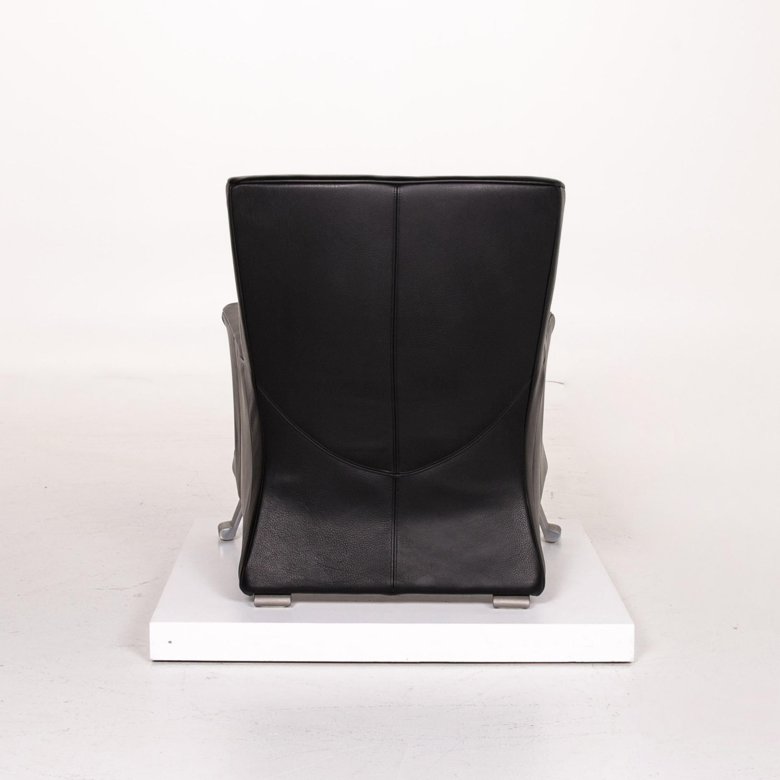 Rolf Benz 322 Leather Armchair Set Black 1 Armchair 1 Stool For Sale 10