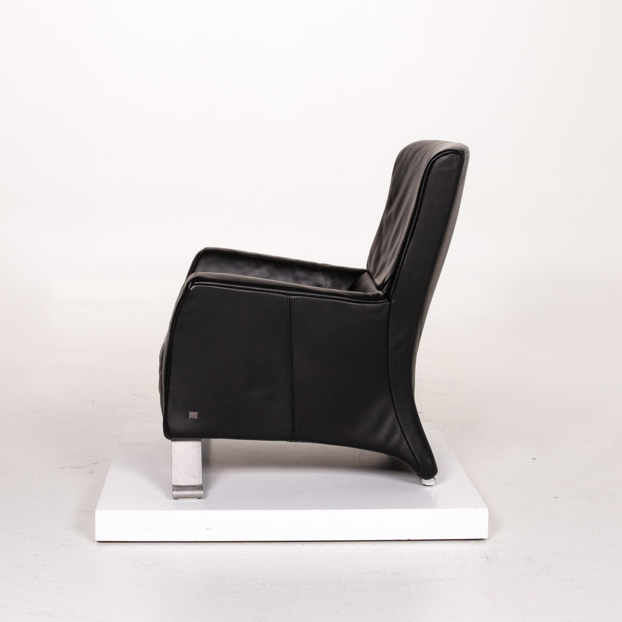 Rolf Benz 322 Leather Armchair Set Black 1 Armchair 1 Stool For Sale 12