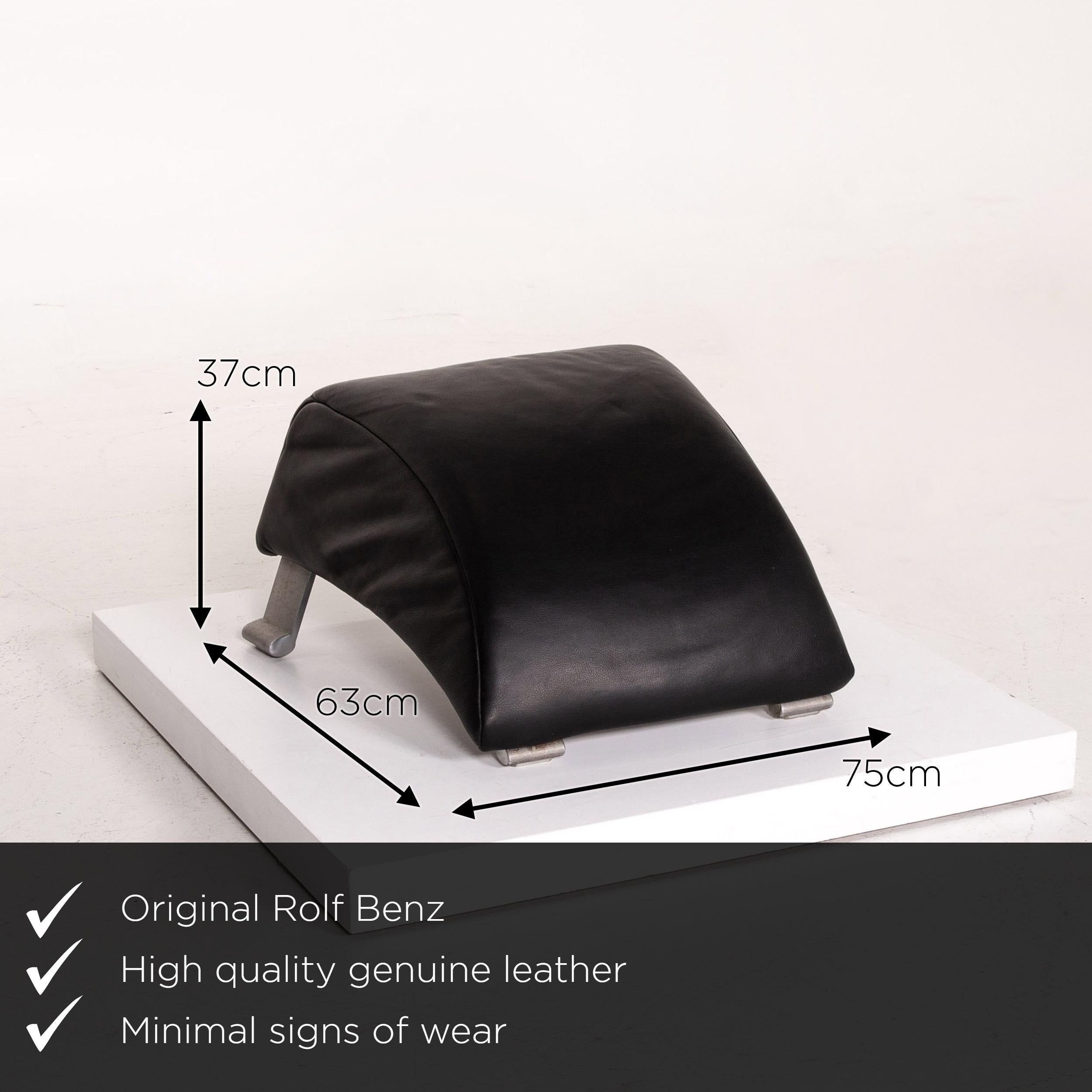 Modern Rolf Benz 322 Leather Armchair Set Black 1 Armchair 1 Stool For Sale