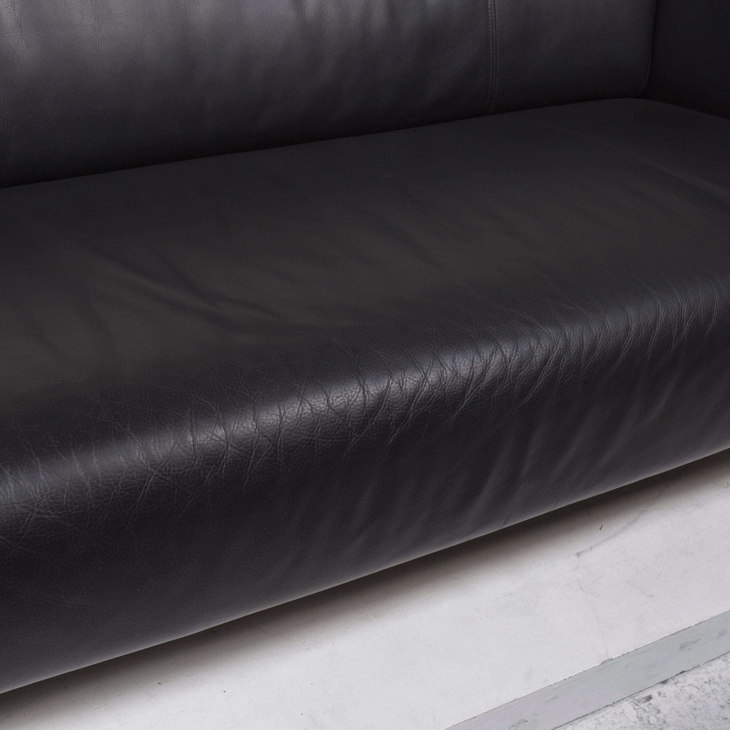 Modern Rolf Benz 322 Leather Sofa Black Three-Seat For Sale
