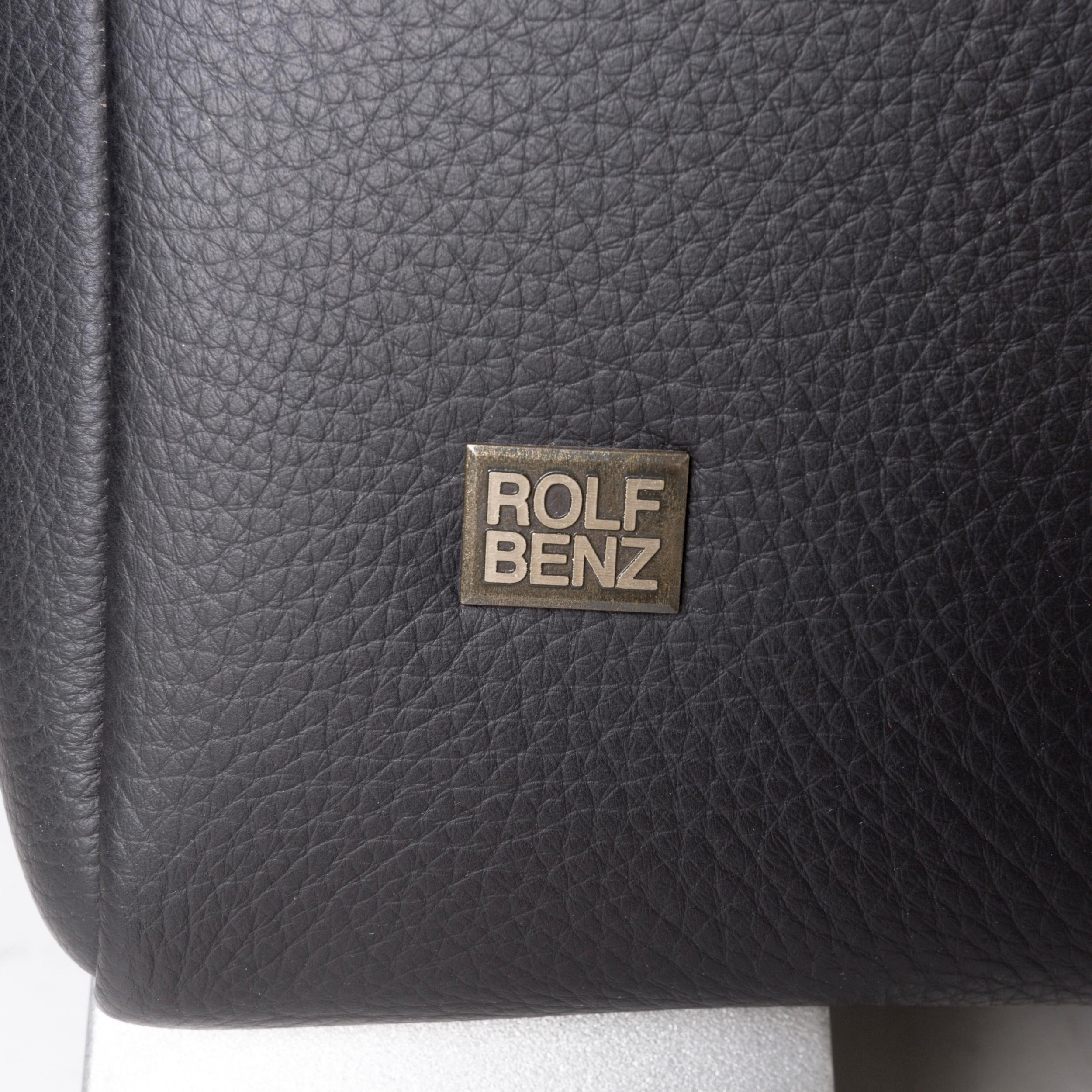 Contemporary Rolf Benz 322 Leather Sofa Black Three-Seat