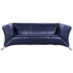 Rolf Benz 322 Leather Sofa Black Two-Seat Couch