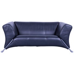 Rolf Benz 322 Leather Sofa Black Two-Seat Couch
