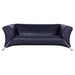 Rolf Benz 322 Leather Sofa Black Two-Seat