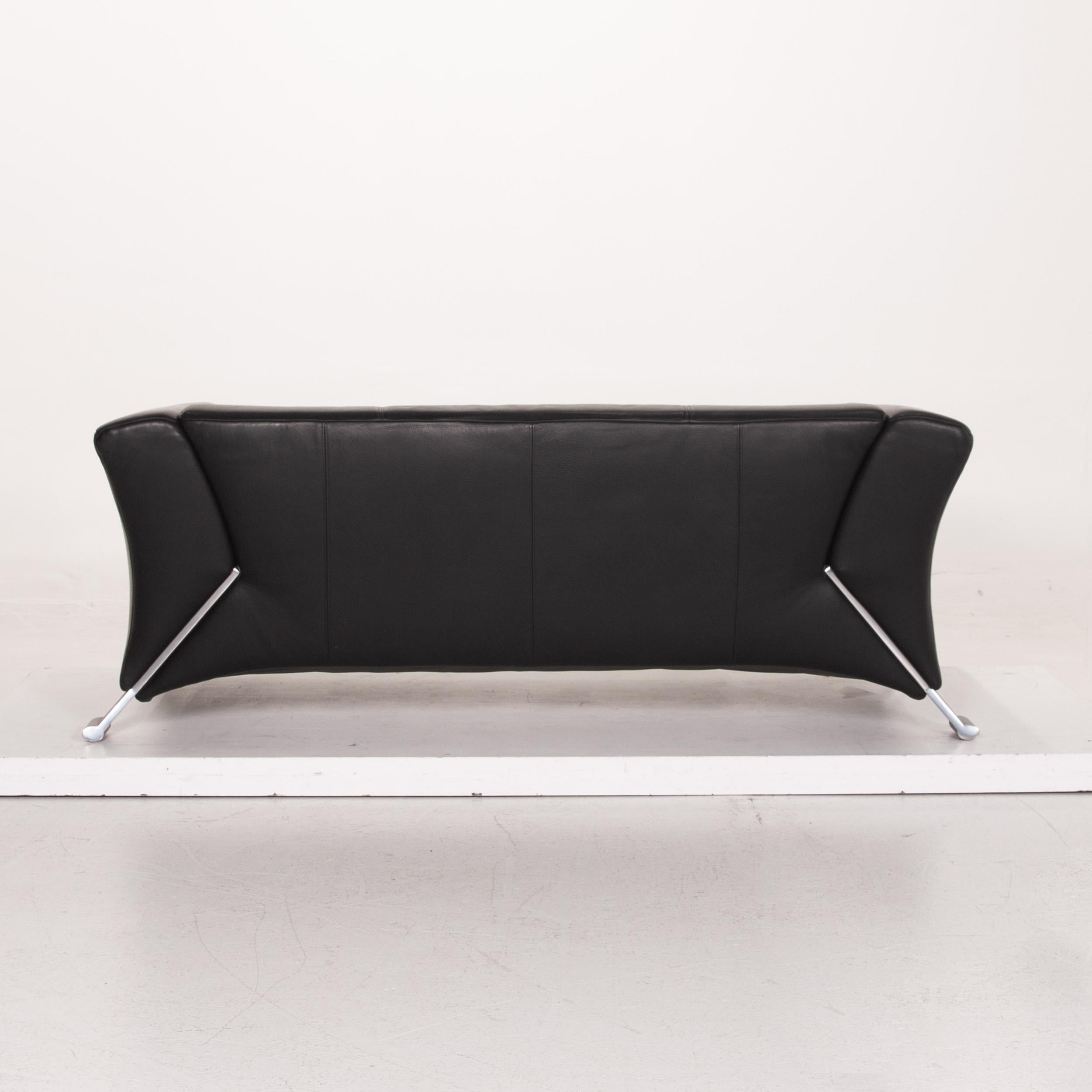 Rolf Benz 322 Leather Sofa Black Two-Seater Couch 5