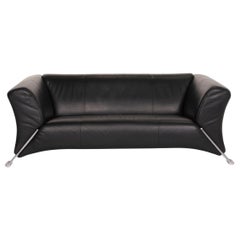 Rolf Benz 322 Leather Sofa Black Two-Seater Couch