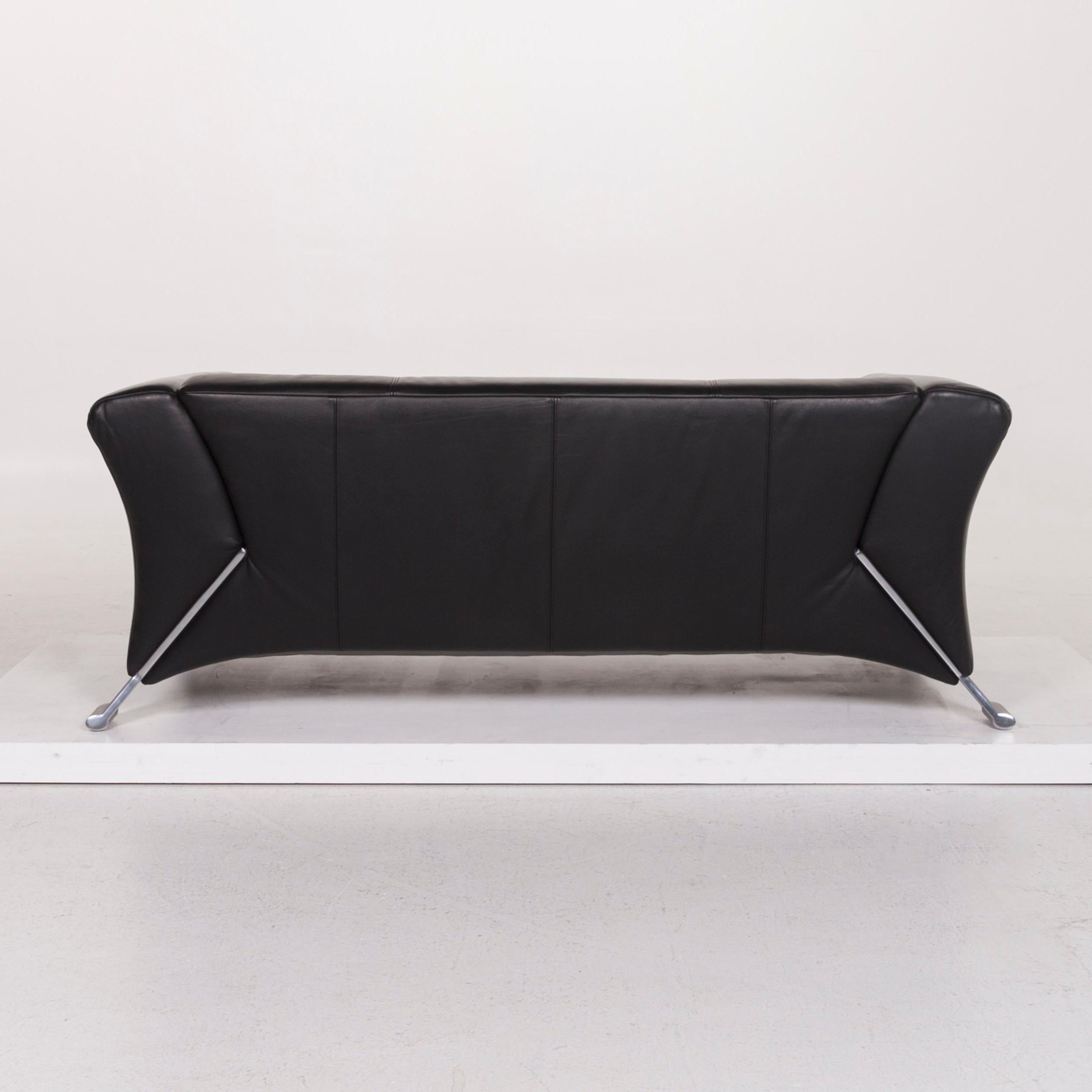 Contemporary Rolf Benz 322 Leather Sofa Black Two-Seat For Sale