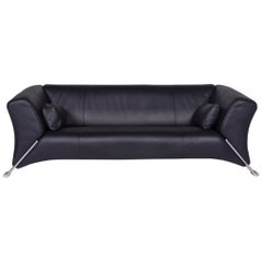 Rolf Benz 322 leather sofa blue dark blue three-seater couch