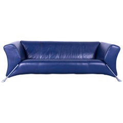 Rolf Benz 322 Leather Sofa Blue Three-Seat
