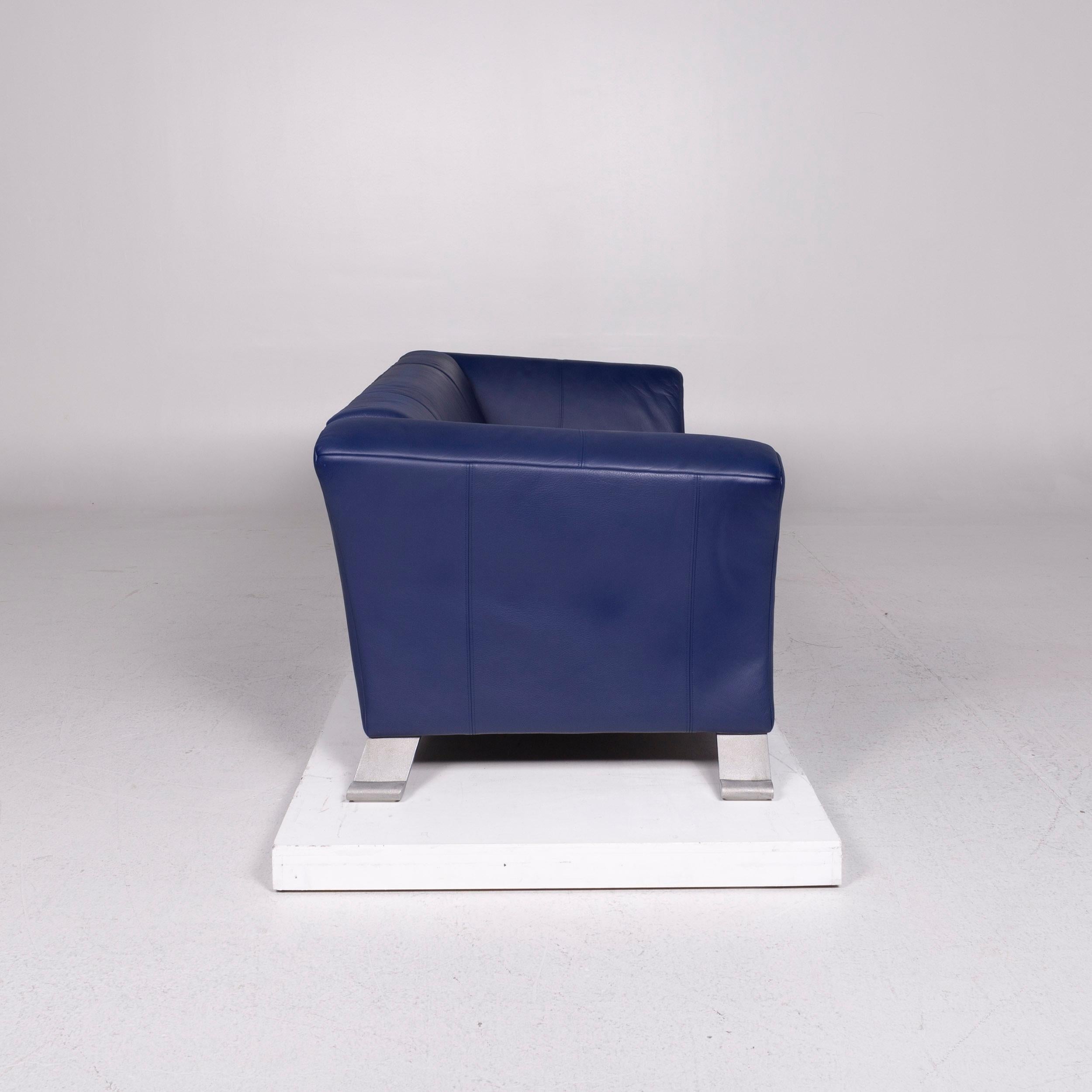 Rolf Benz 322 Blaue dreisitzige Leder-Sofa-Kommode im Angebot 1