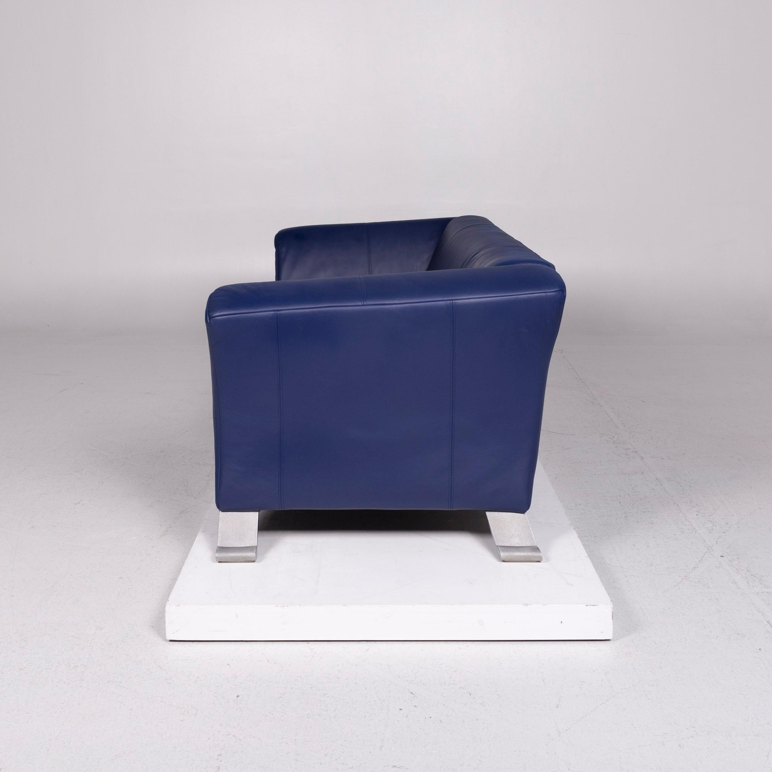 Rolf Benz 322 Blaue dreisitzige Leder-Sofa-Kommode im Angebot 3