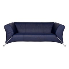 Rolf Benz 322 Leather Sofa Blue Two-Seat Couch