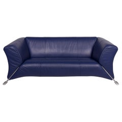 Rolf Benz 322 Leather Sofa Blue Two-Seat Couch