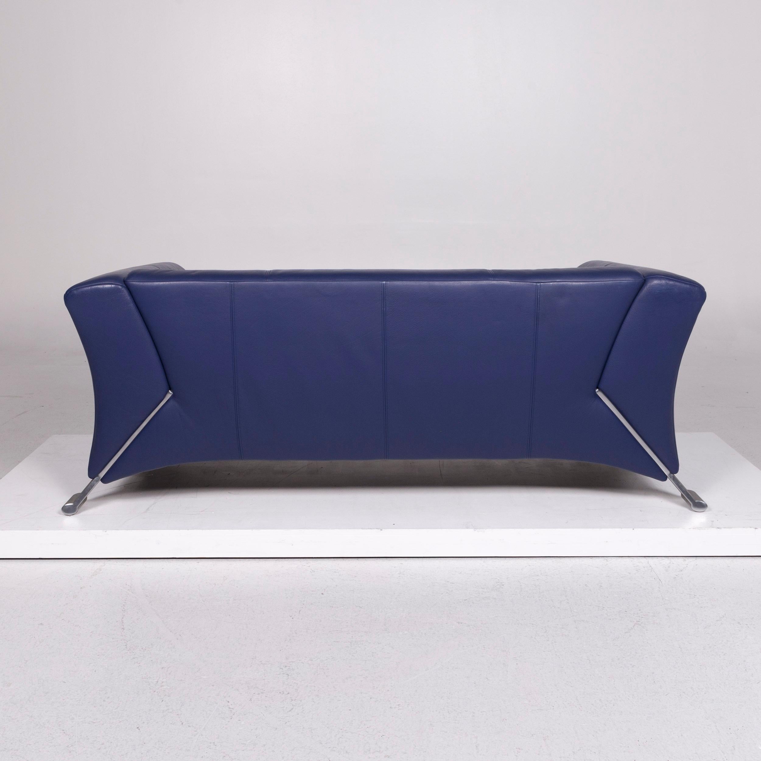 Rolf Benz 322 Leather Sofa Blue Two-Seat Couch 2