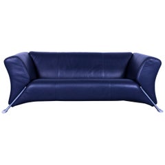 Rolf Benz 322 Leather Sofa Dark Blue Three-Seat