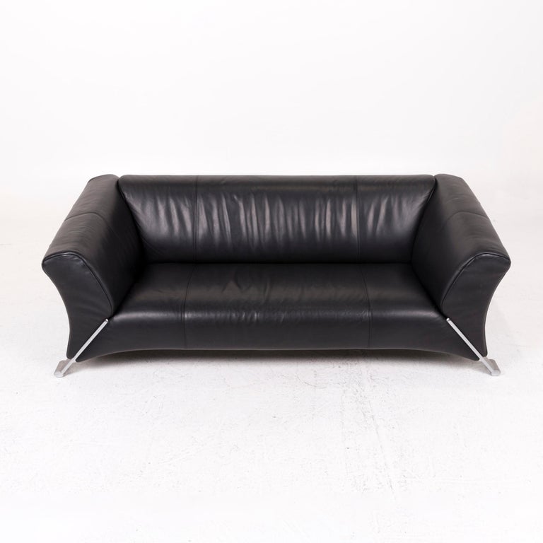 Rolf Benz 322 Leather Sofa Set Black 1 Three Seat 1 Armchair Couch At 1stdibs