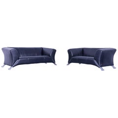 Rolf Benz 322 Leather Sofa Set Two-Seat Black