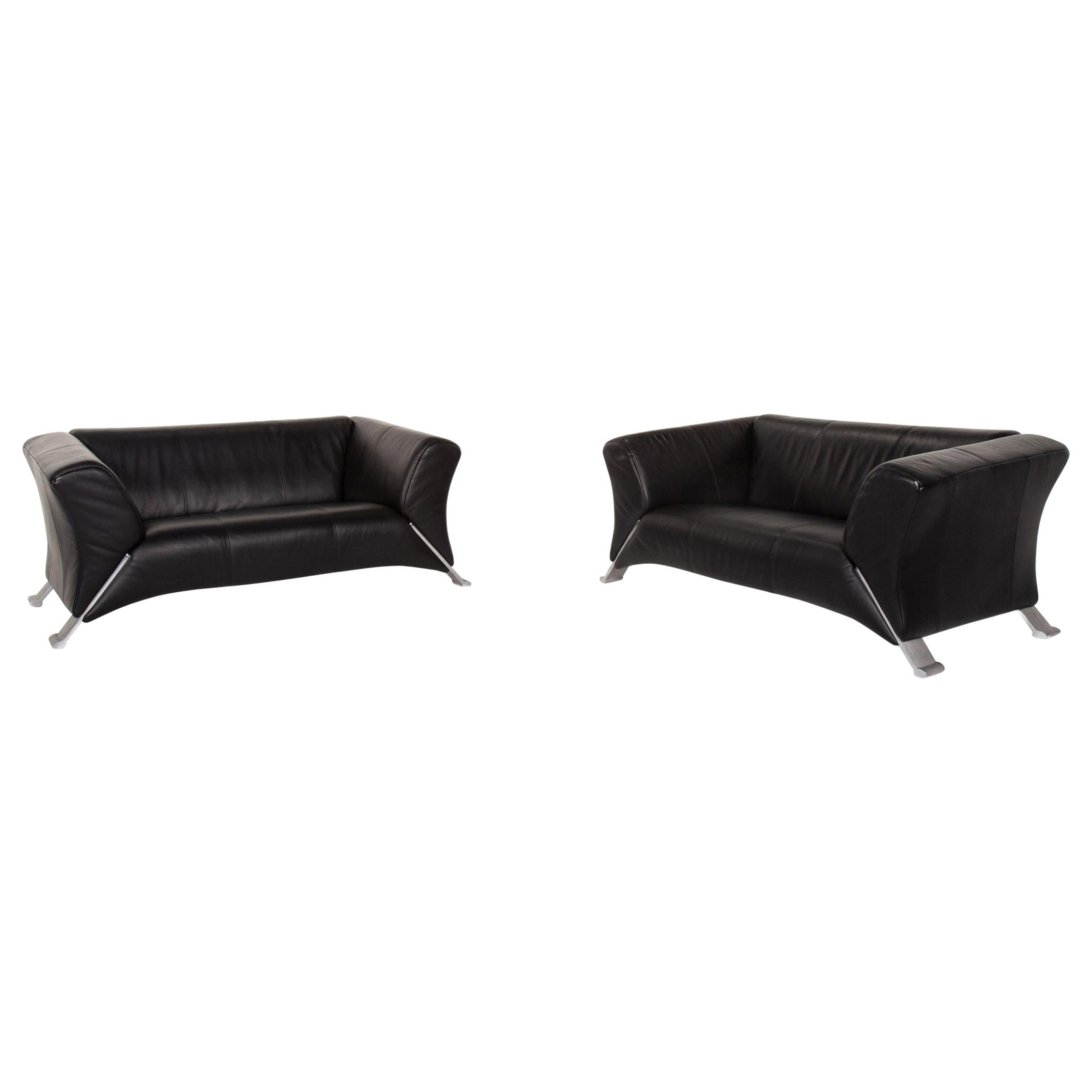 Rolf Benz 322 Sofa Set Black 2 Two-Seat For Sale