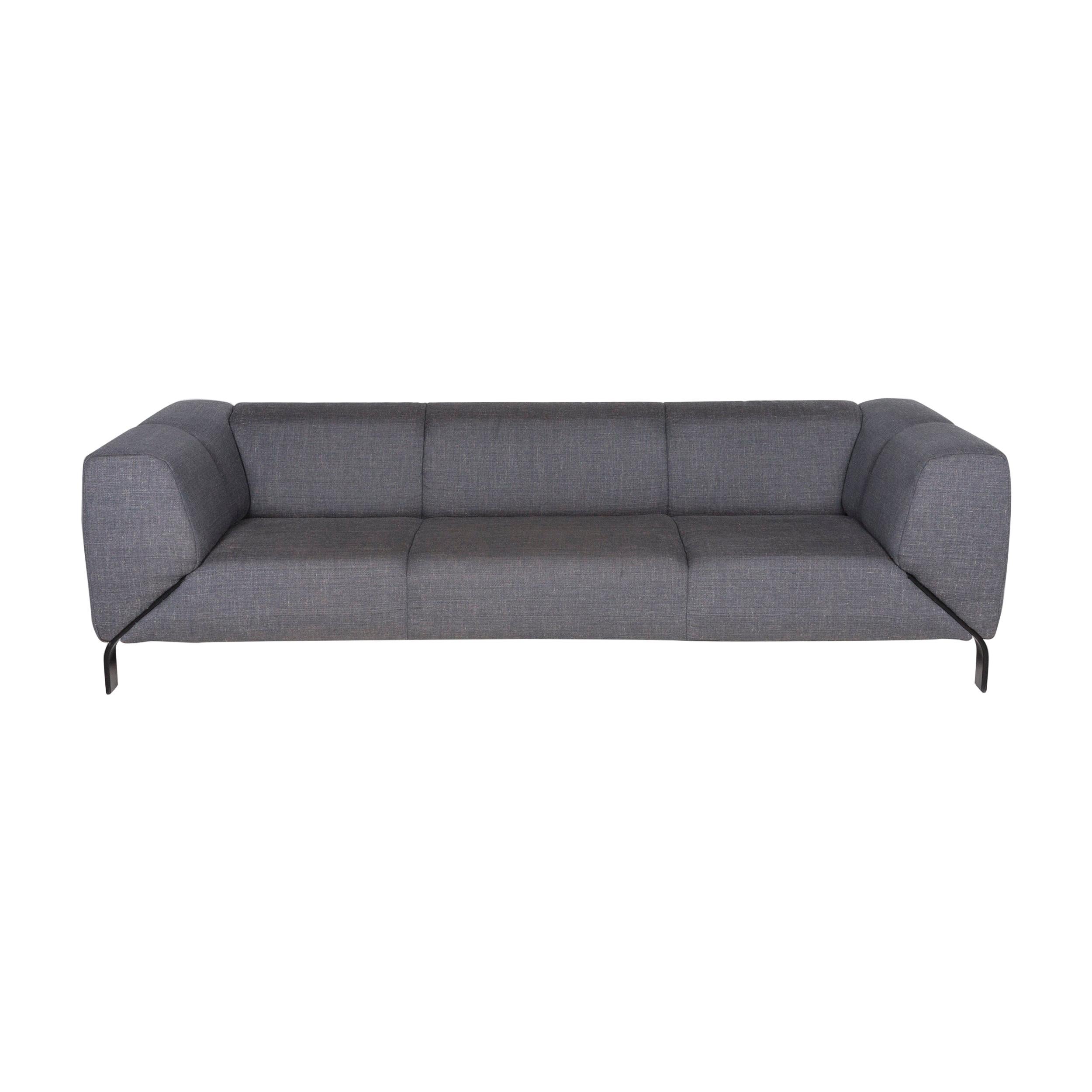 Rolf Benz 323 Fabric Sofa Blue Gray Blue Three-Seat Couch For Sale