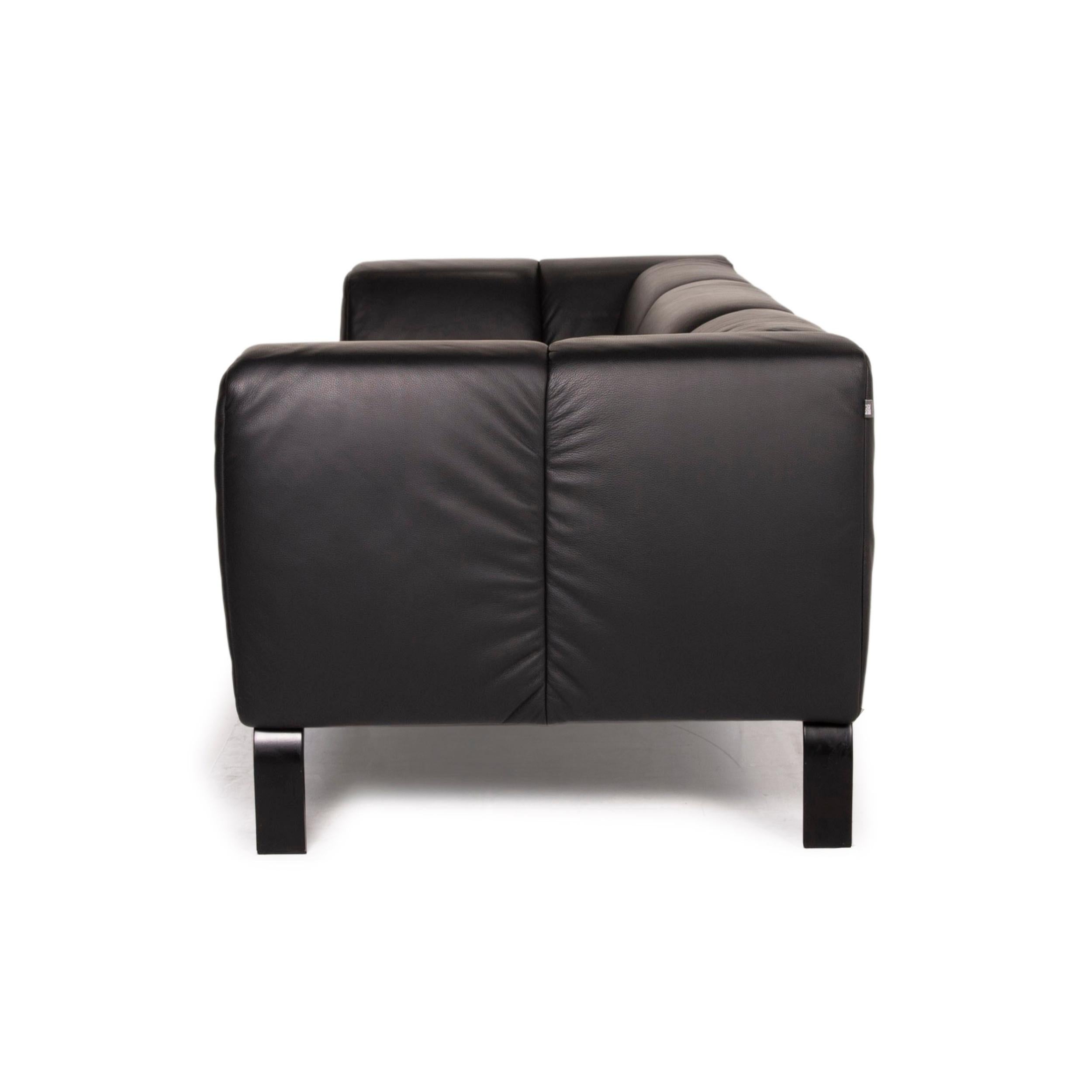 Rolf Benz 323 Leather Sofa Black Three-Seater 5