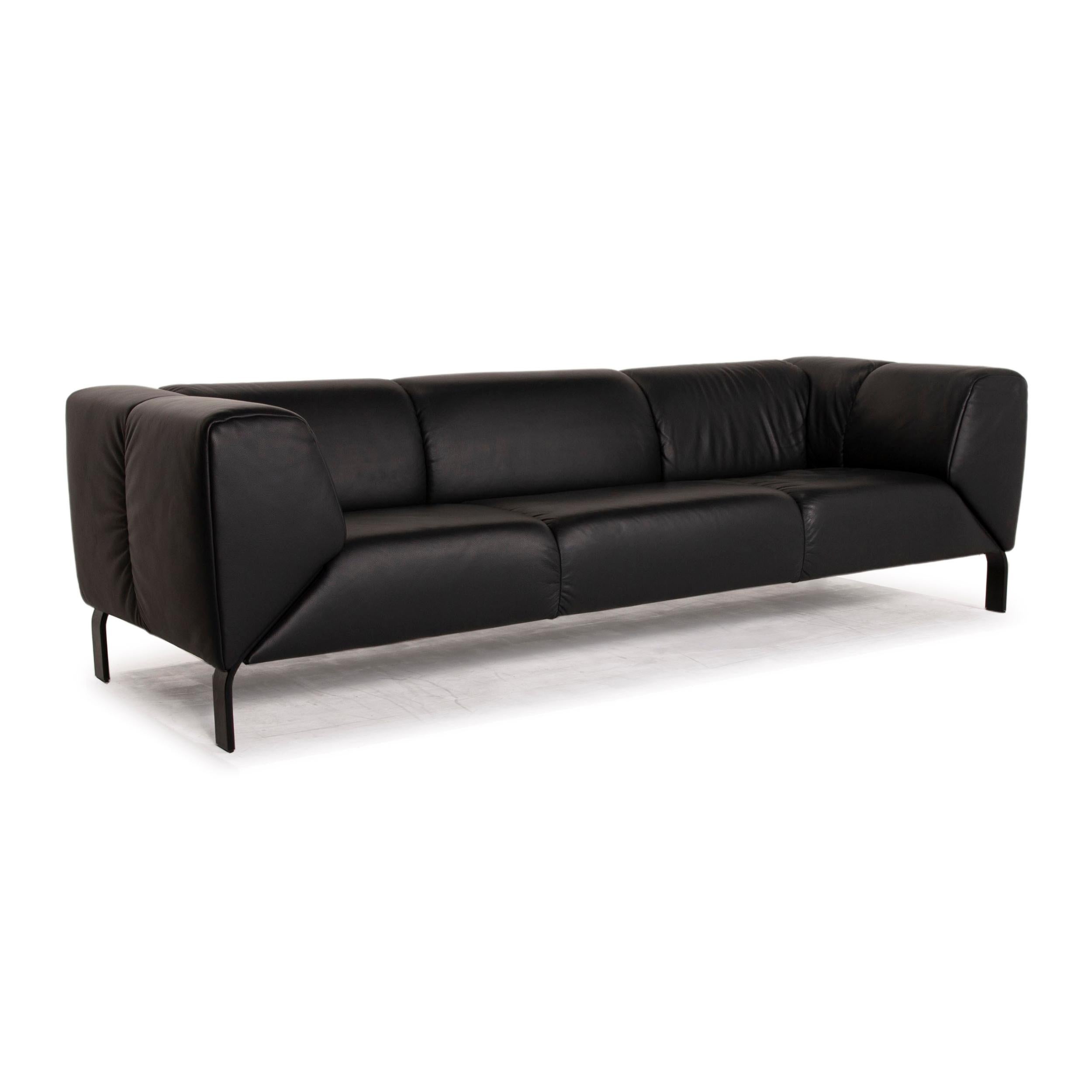Rolf Benz 323 Leather Sofa Black Three-Seater 1
