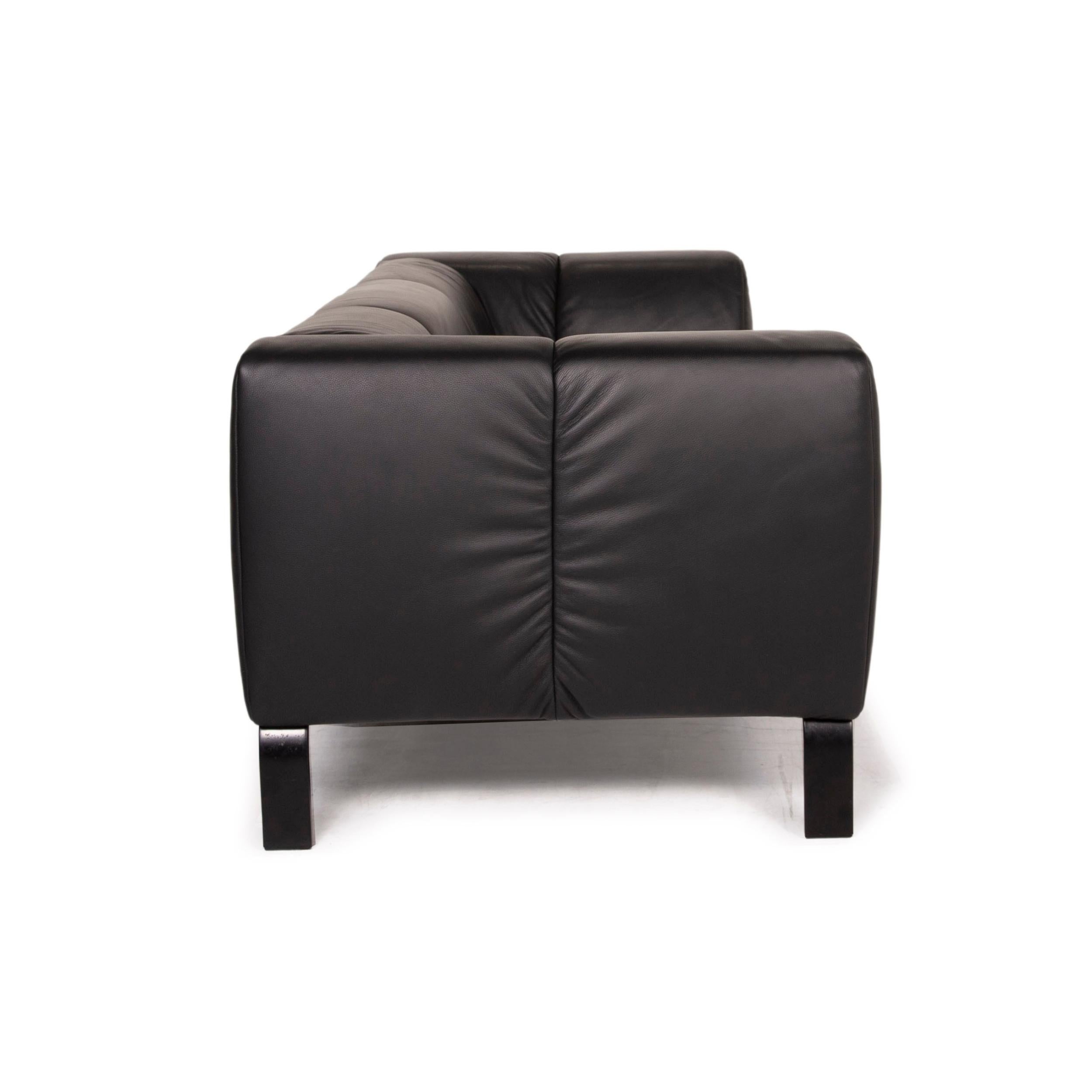 Rolf Benz 323 Leather Sofa Black Three-Seater 3