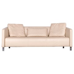 Rolf Benz 325 Designer Leather Sofa Beige Three-Seat Couch