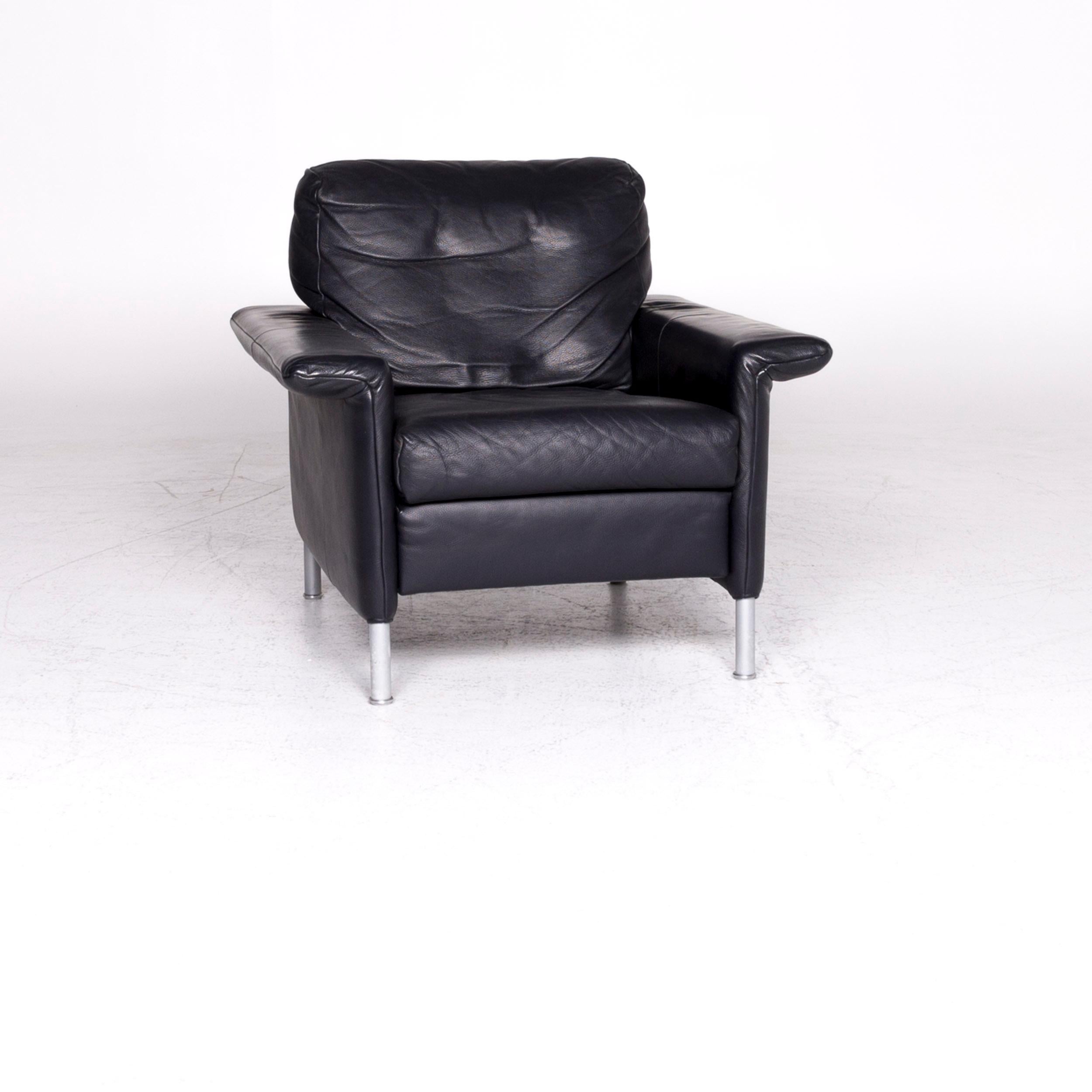 Modern Rolf Benz 3300 Designer Leather Armchair Blue Armchair For Sale