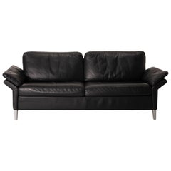 Rolf Benz 3300 Leather Sofa Black Two-Seater Couch
