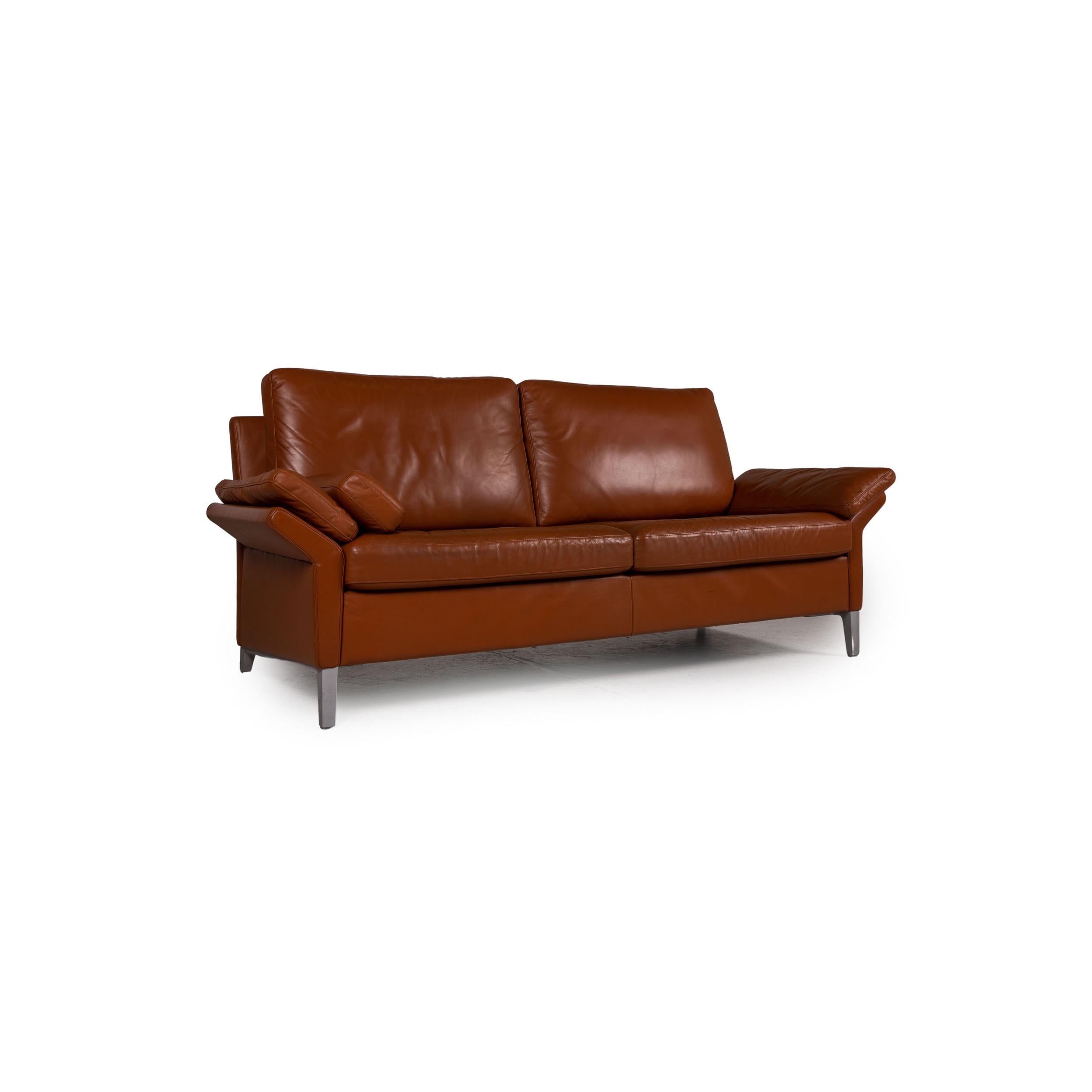 Rolf Benz 3300 Leather Sofa Brown Three-Seater Couch For Sale 2