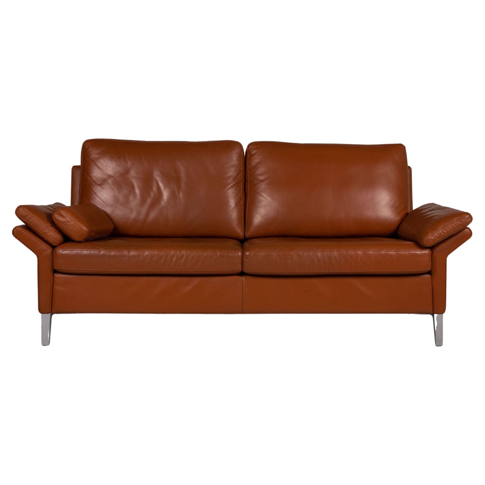Rolf Benz 3300 Leather Sofa Brown Three-Seater Couch For Sale