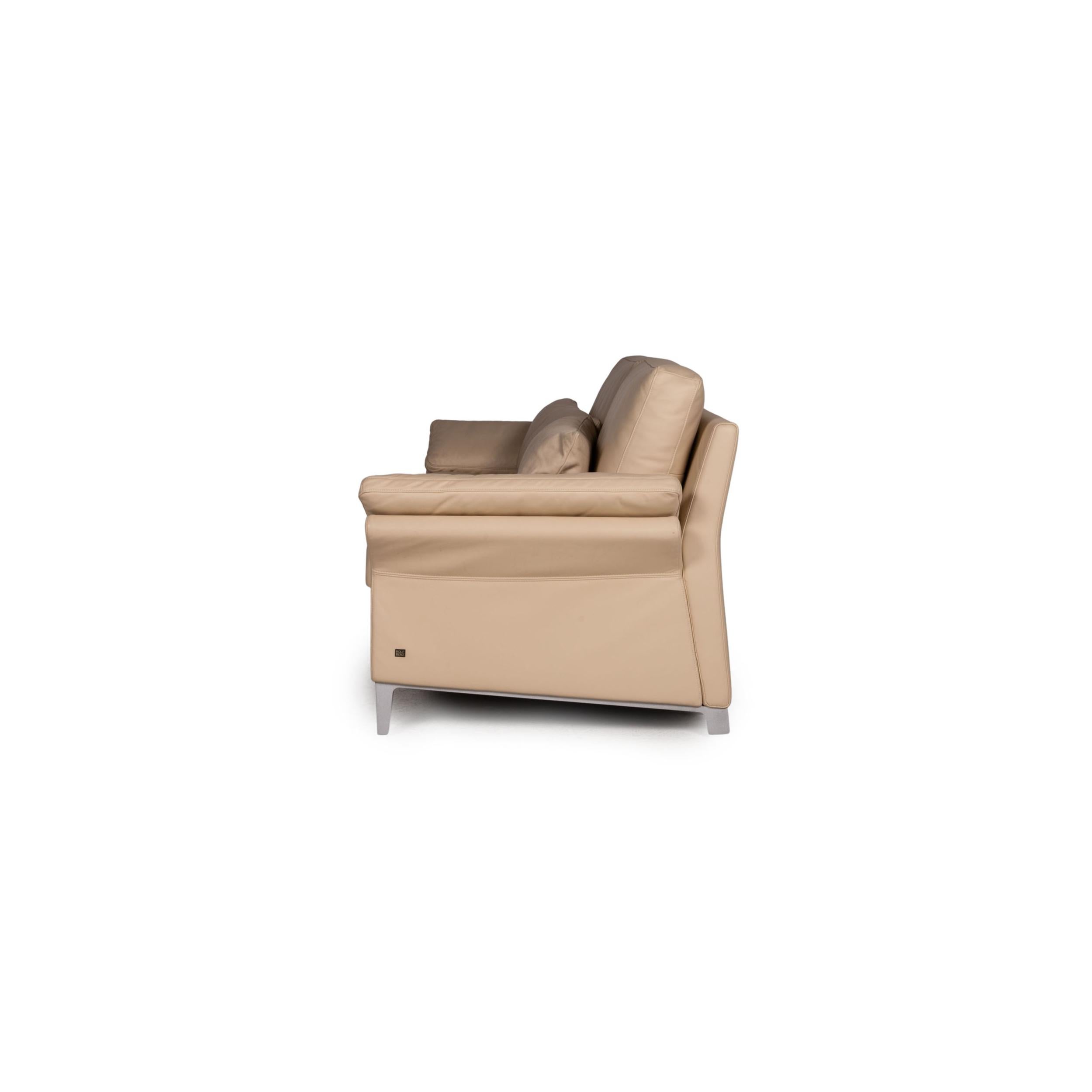 Rolf Benz 3300 Leather Sofa Cream Three-Seater Couch For Sale 1