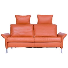Rolf Benz 3300 Leather Sofa in Orange Two-Seat