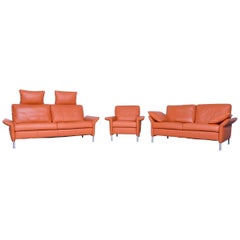 Rolf Benz 3300 Leather Sofa Set Orange Two-Seat One-Seat