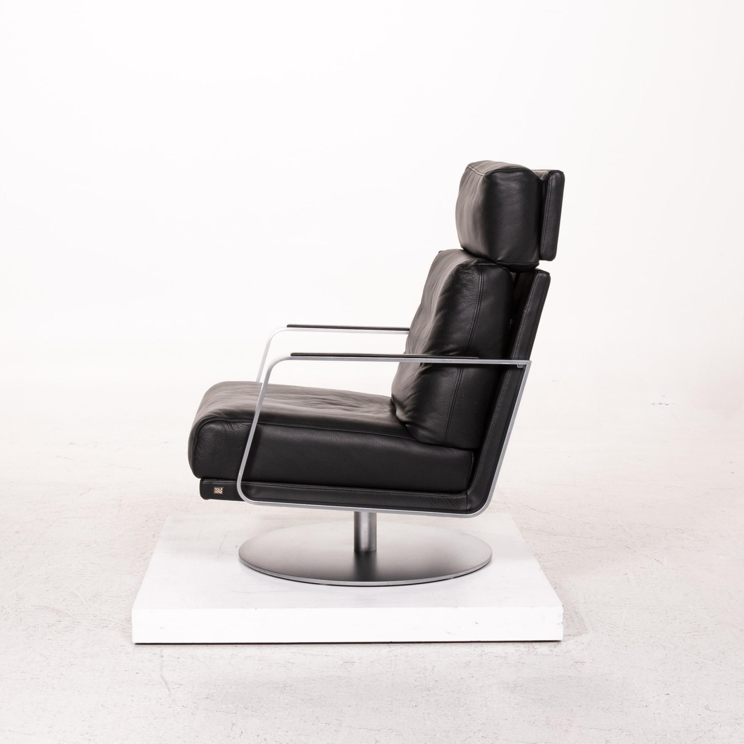 Rolf Benz 345 Black Armchair Leather For Sale 5