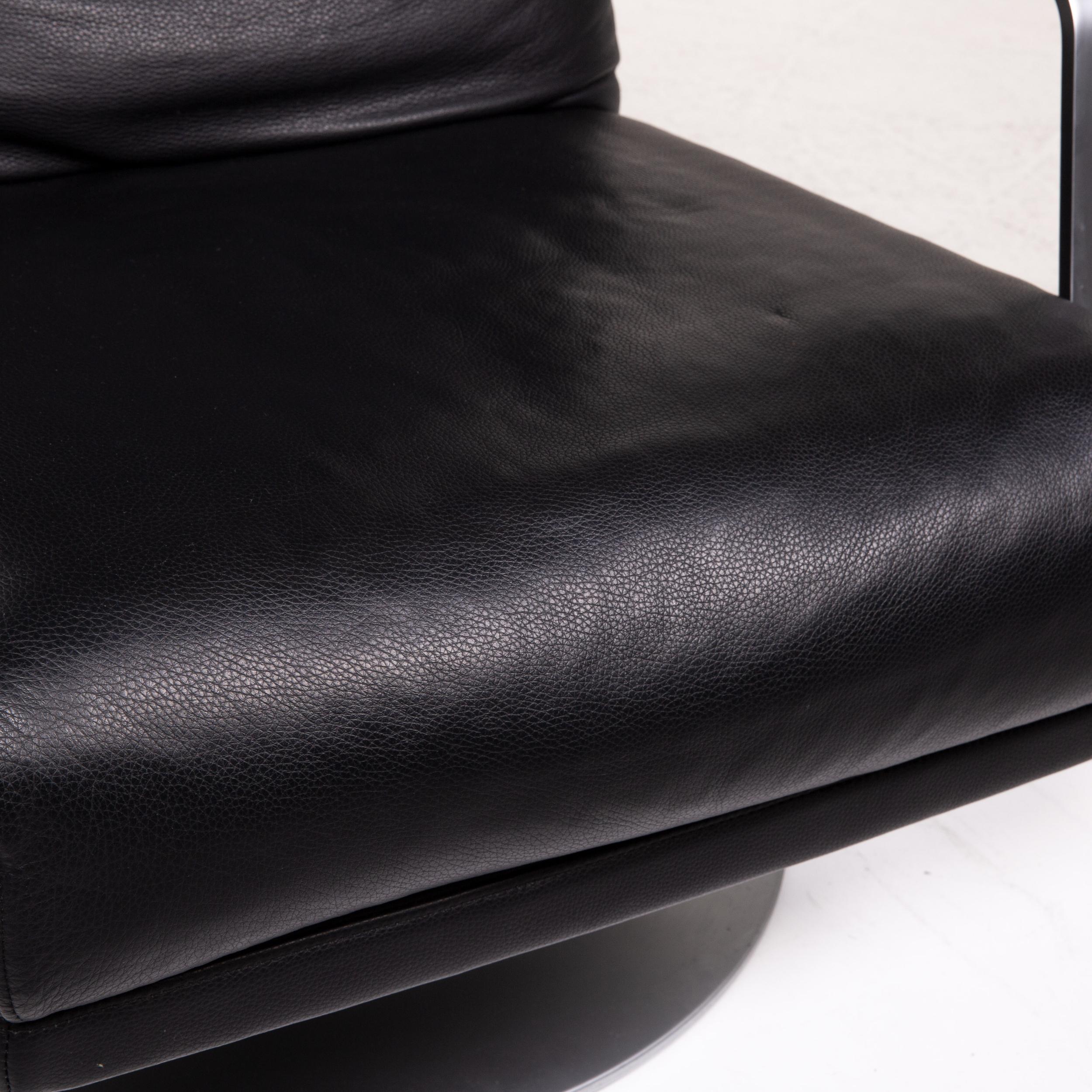 Modern Rolf Benz 345 Black Armchair Leather For Sale