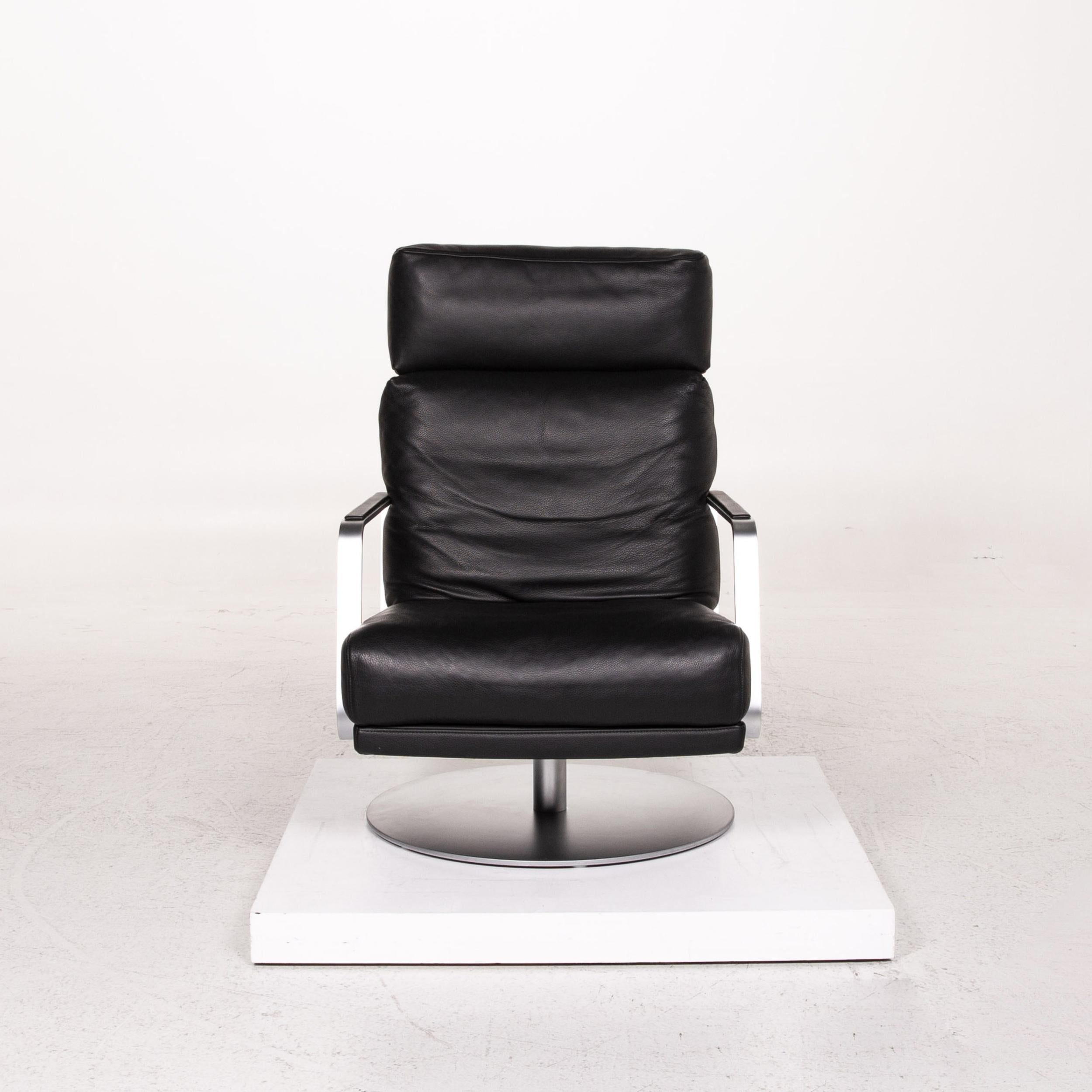 Rolf Benz 345 Black Armchair Leather For Sale 1