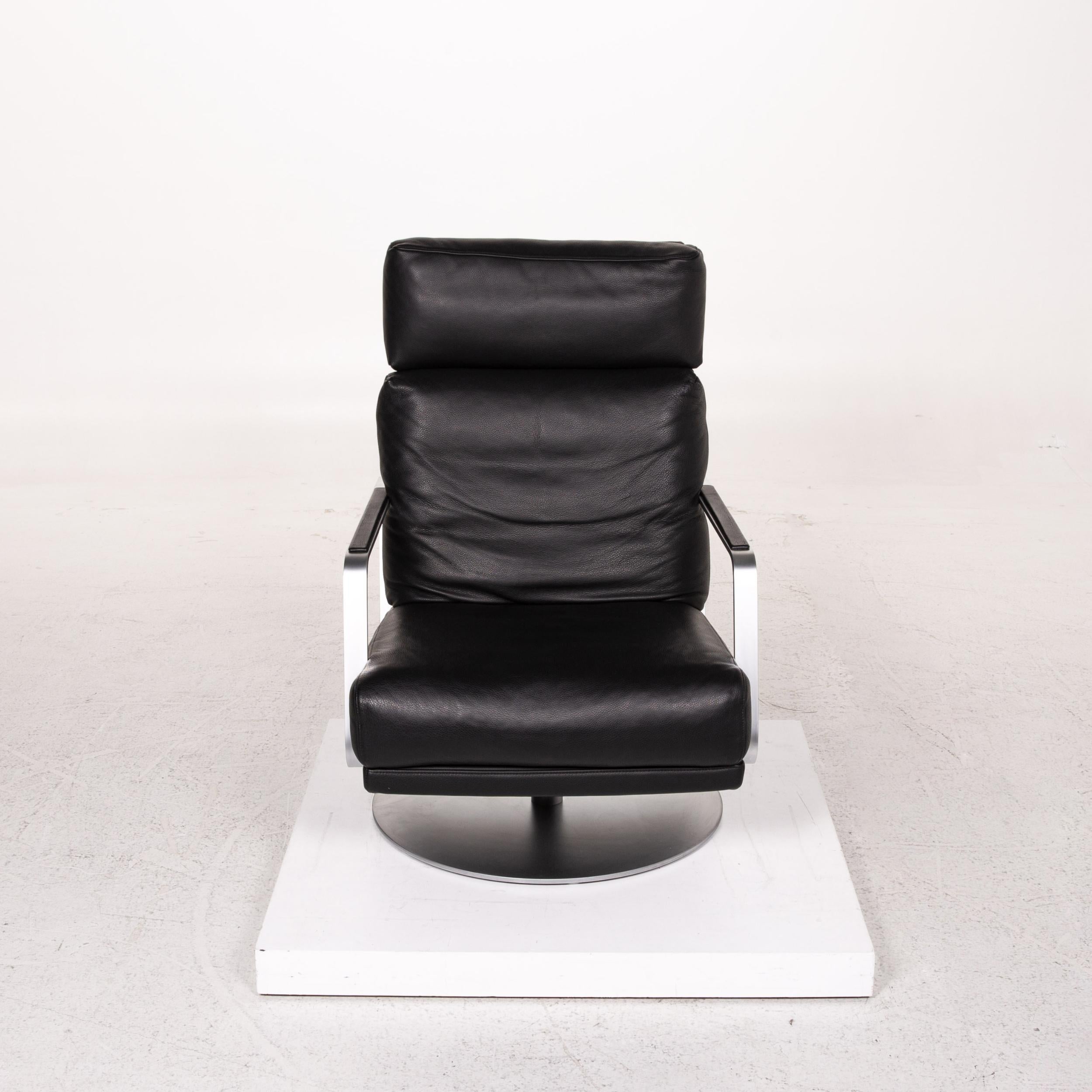 Rolf Benz 345 Black Armchair Leather For Sale 2